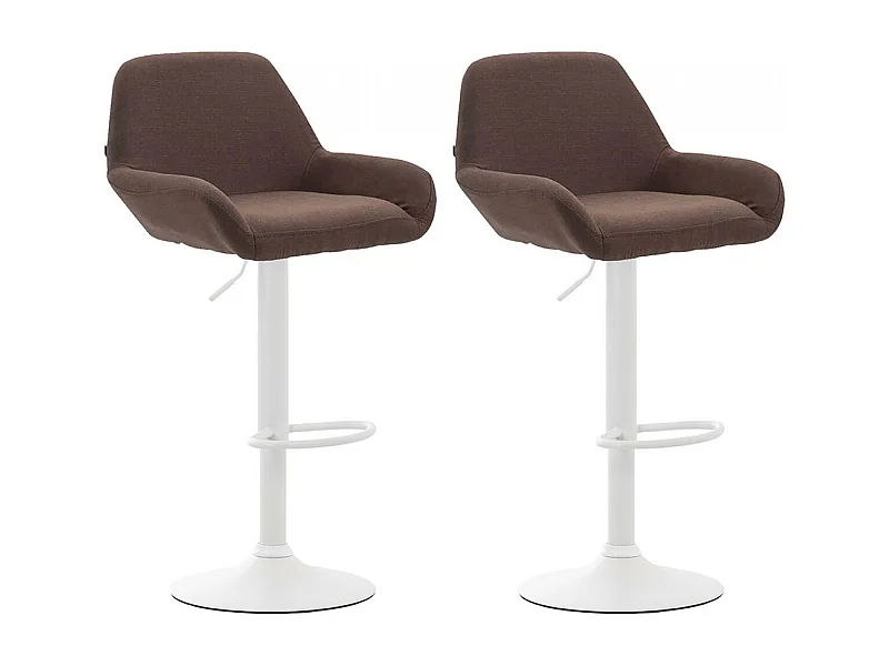 Lot de 2  Tabouret de bar - Tissu & Métal chromé - Marron - Braga