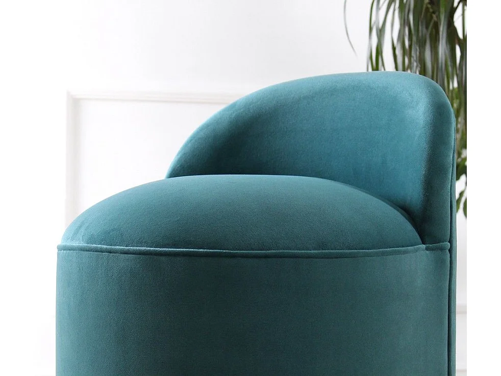 Pouf design Cuvelo D45cm Velours Vert pétrole avec base Or