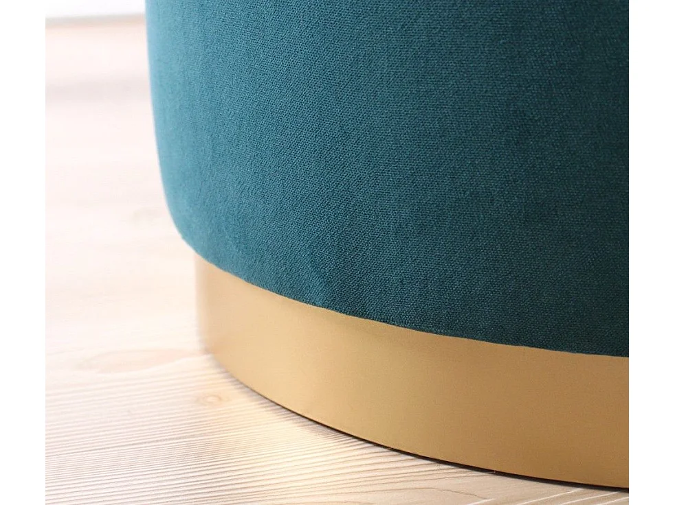 Pouf design Cuvelo D45cm Velours Vert pétrole avec base Or