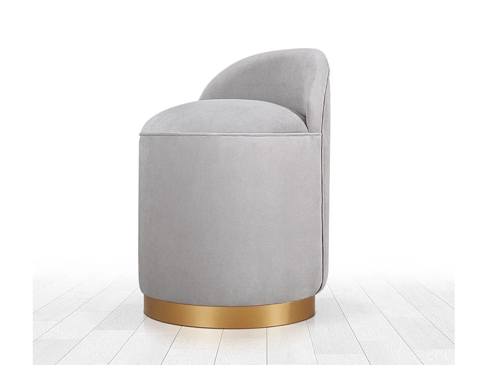 Pouf design Cuvelo D45cm Velours Gris clair avec base Or