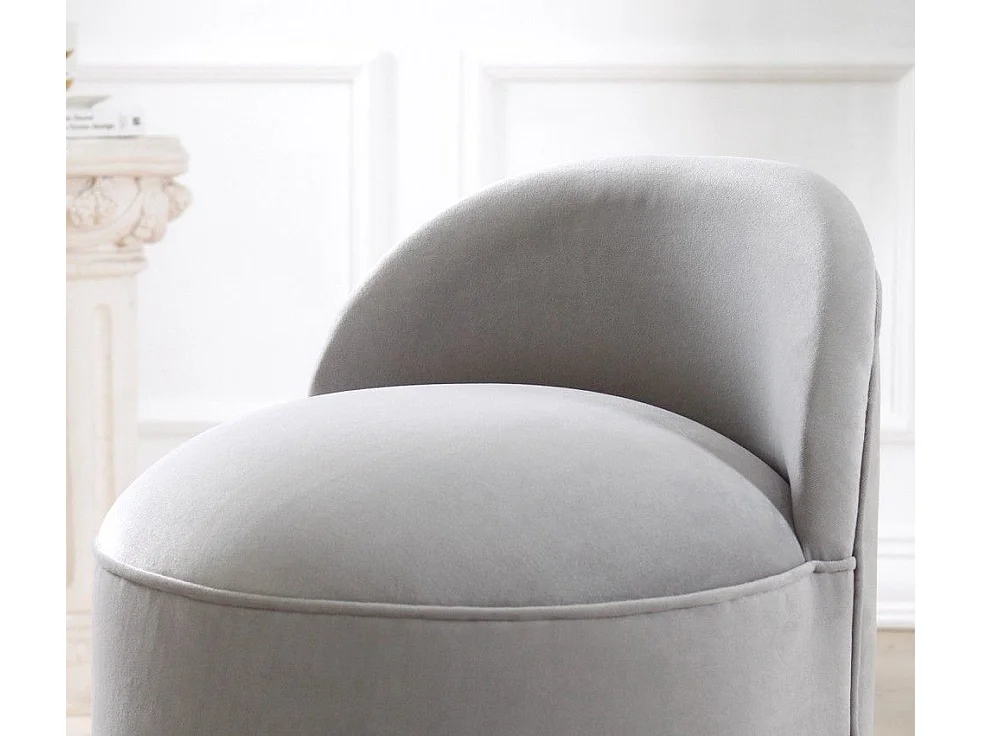 Pouf design Cuvelo D45cm Velours Gris clair avec base Or