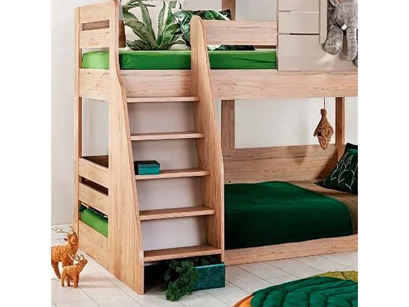 Letto a castello casetta scala sinistra truciolato grigio 90/100x200cm