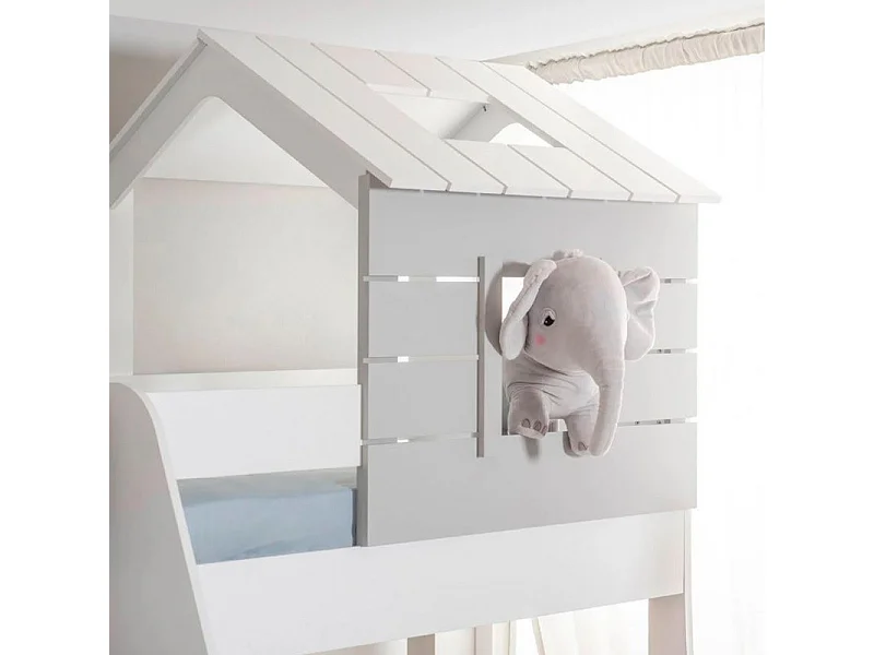 Lit superposé escalier gauche blanc 90/100x200cm