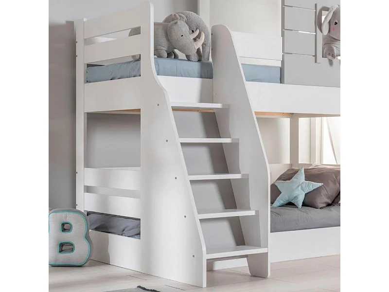 Litera casita escalera izquierda blanca 90/100x200cm