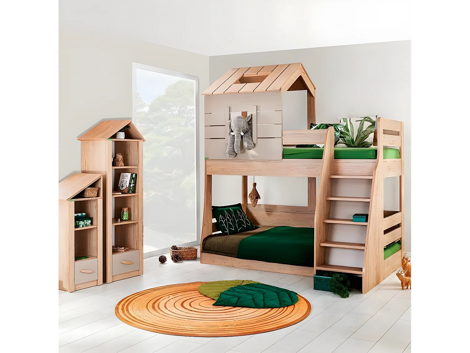 Beliche Casita escada direita aglomerado cinzento 90/100x200cm