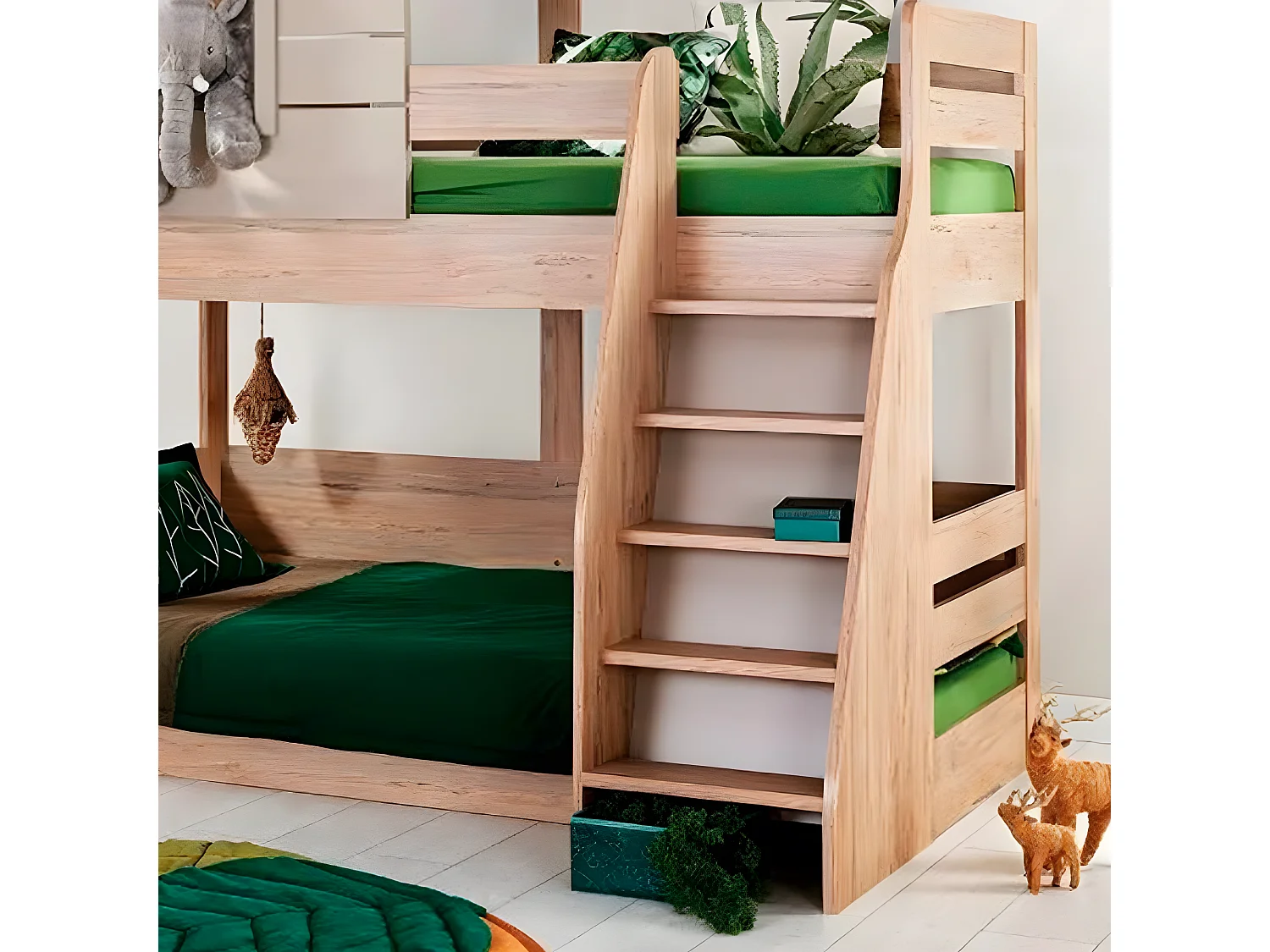 Letto a castello casetta scala destra truciolato grigio 90/100x200cm