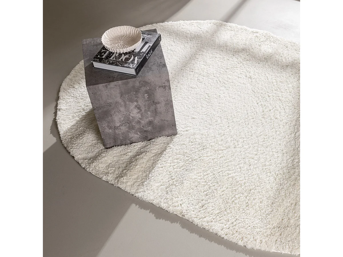 Tapis ovale en tissu épais blanc 230x160cm ETIENNE