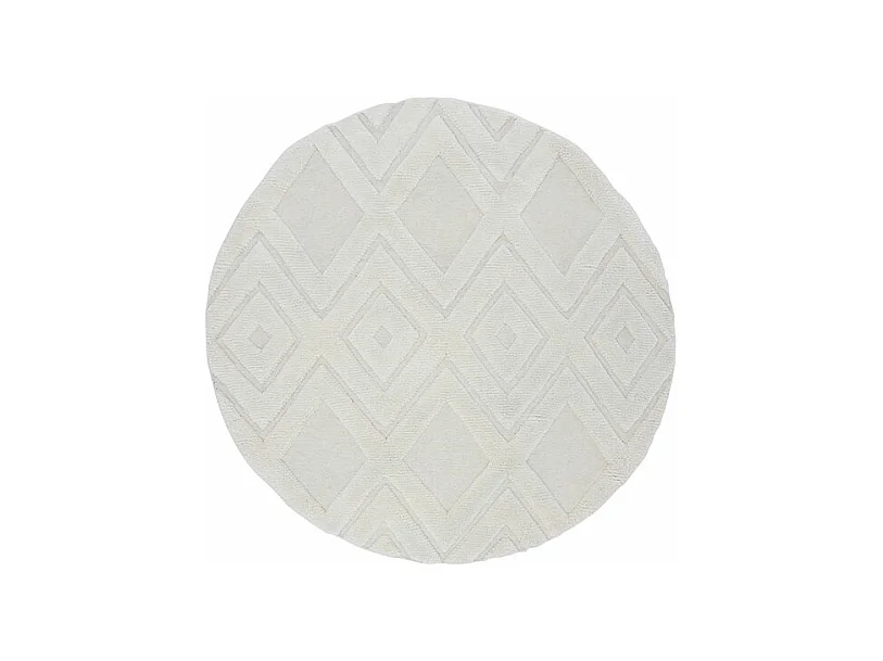 Tapis Déco Rond en Laine "Dahlia" 200cm Blanc