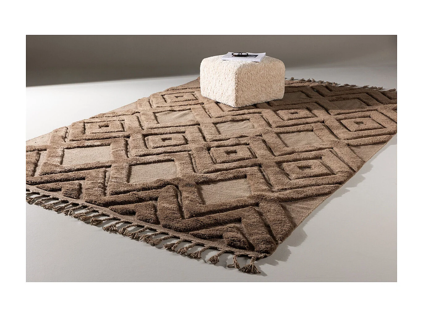 Tapis Déco en Laine "Dahlia" 200x300cm Marron Foncé