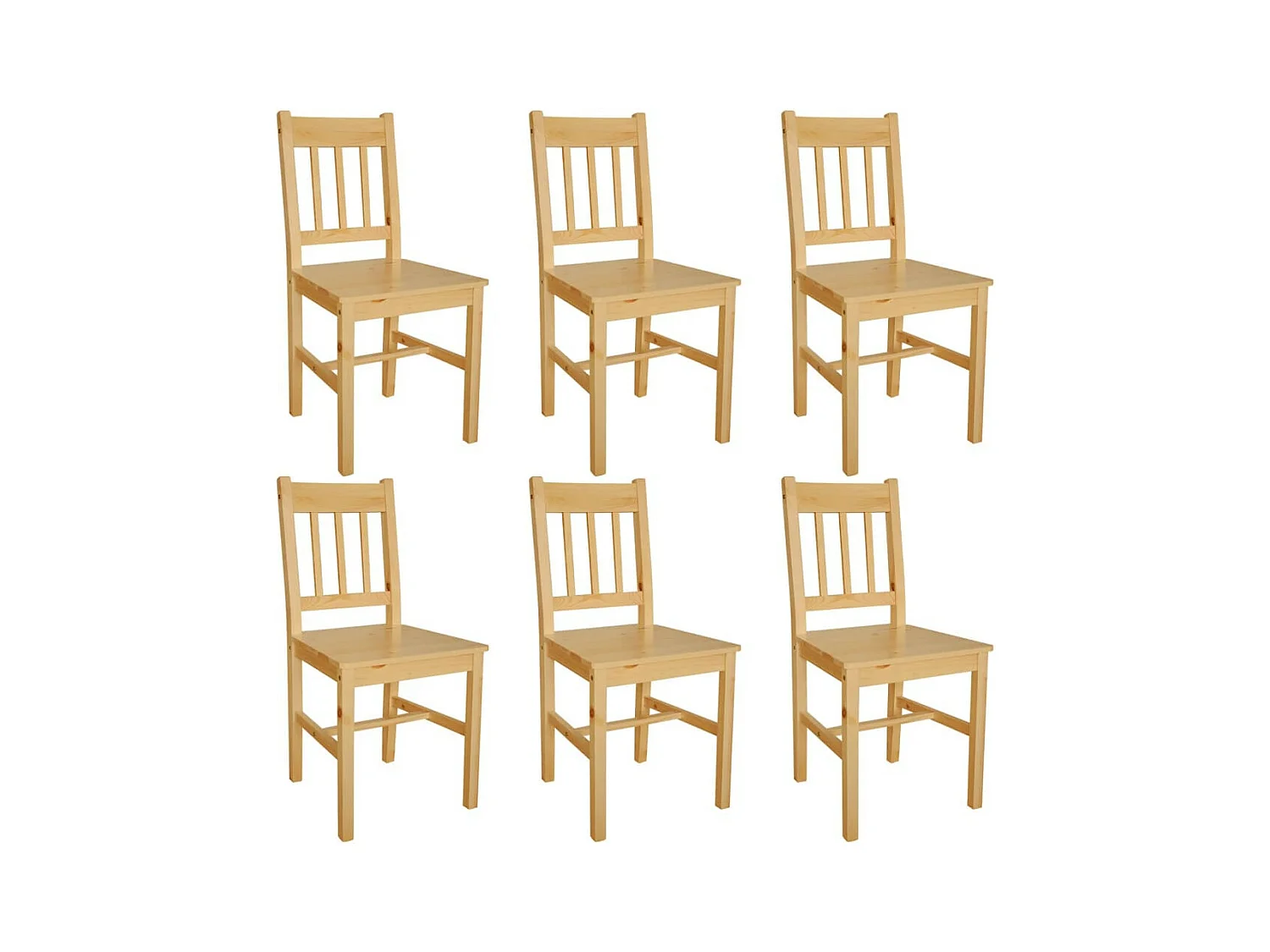 Chaise de cuisine pin massif naturel Dina - Lot de 6