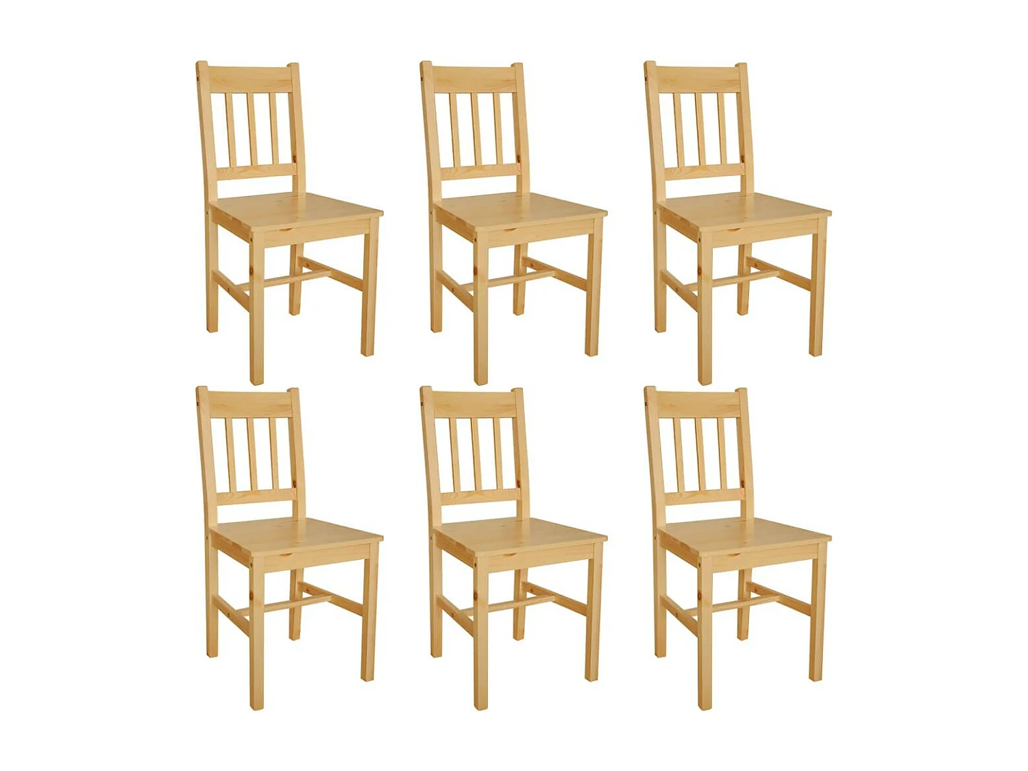 Chaise de cuisine pin massif naturel Dina - Lot de 6