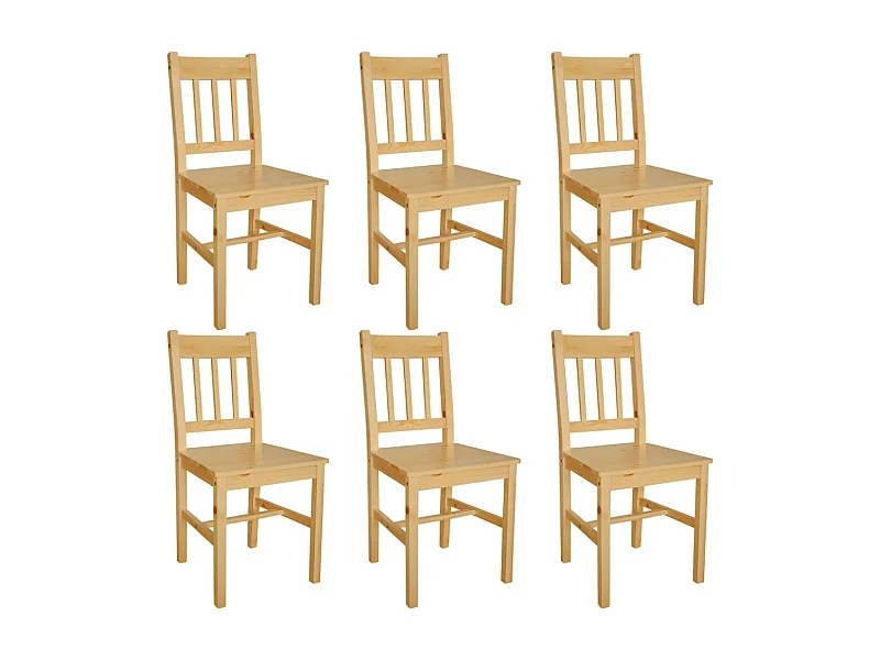 Chaise de cuisine pin massif naturel Dina - Lot de 6