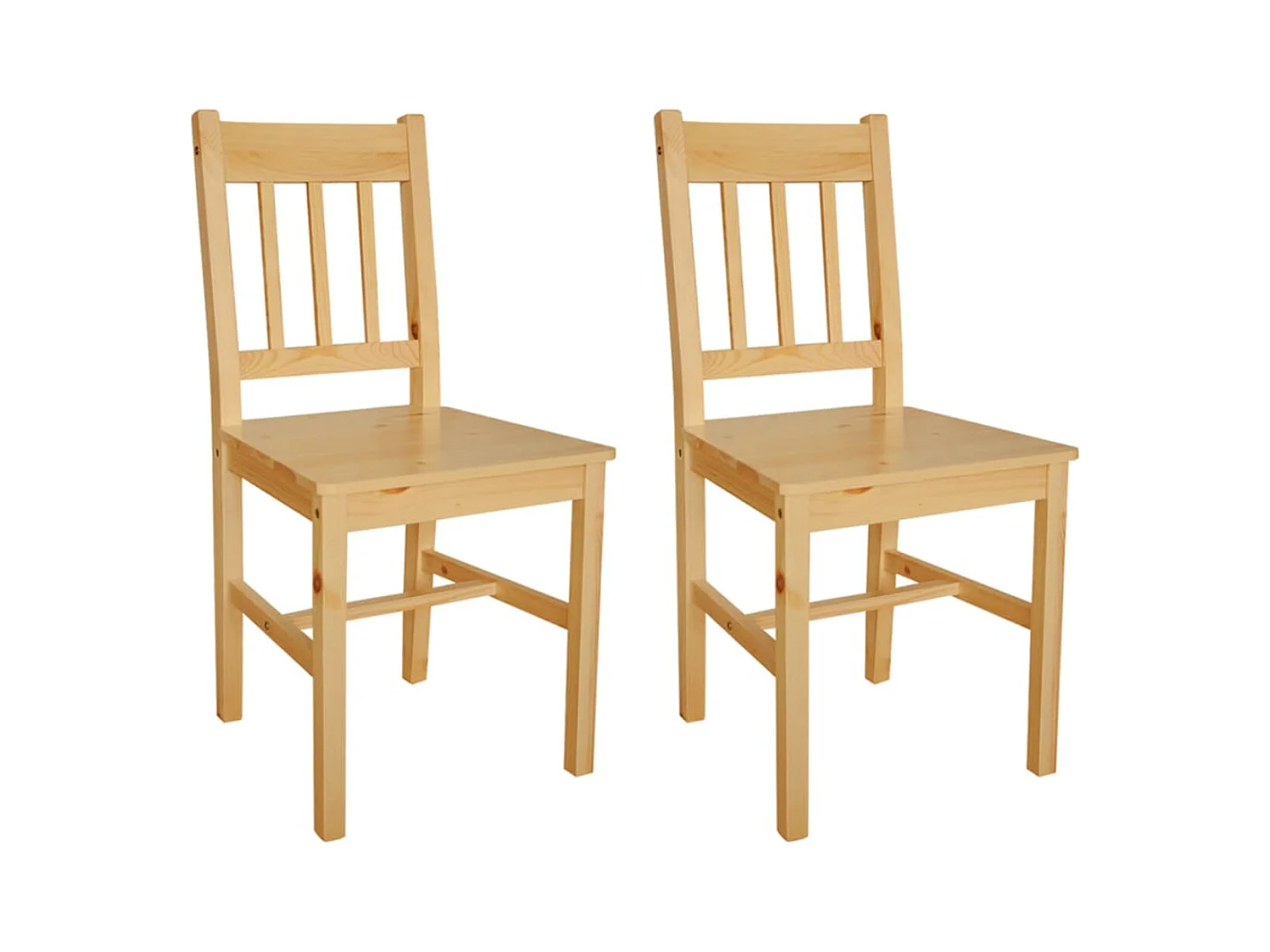 Chaise de cuisine pin massif naturel Dina - Lot de 2
