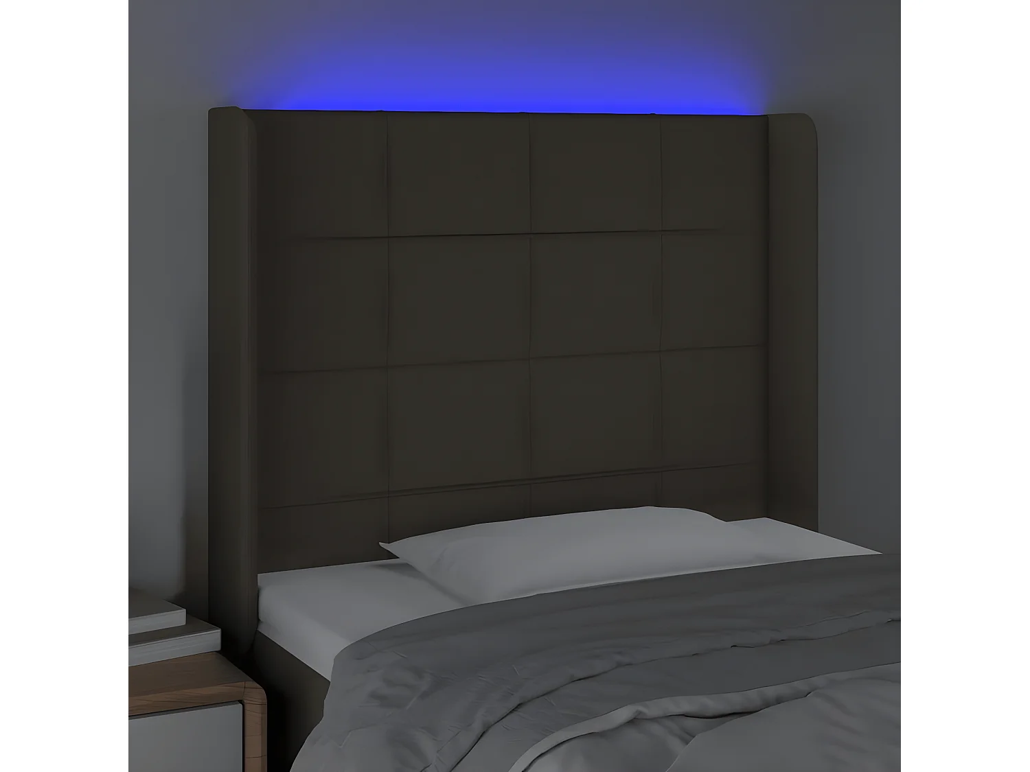 Tête de lit à LED Taupe 93x16x118-128 Tissu