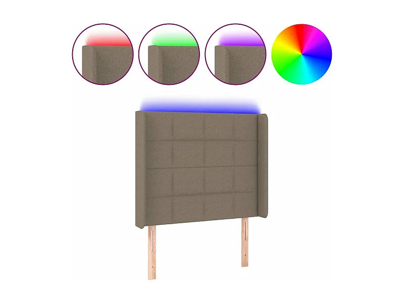 Tête de lit à LED Taupe 93x16x118-128 Tissu