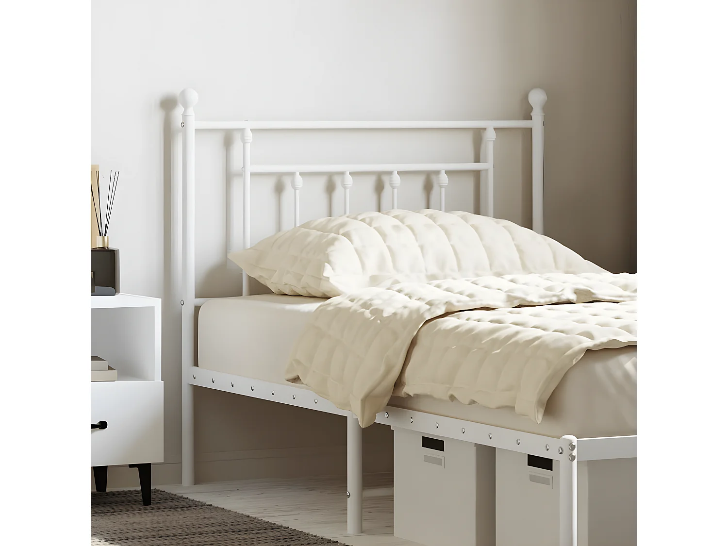 Tête de lit métal blanc 90cm