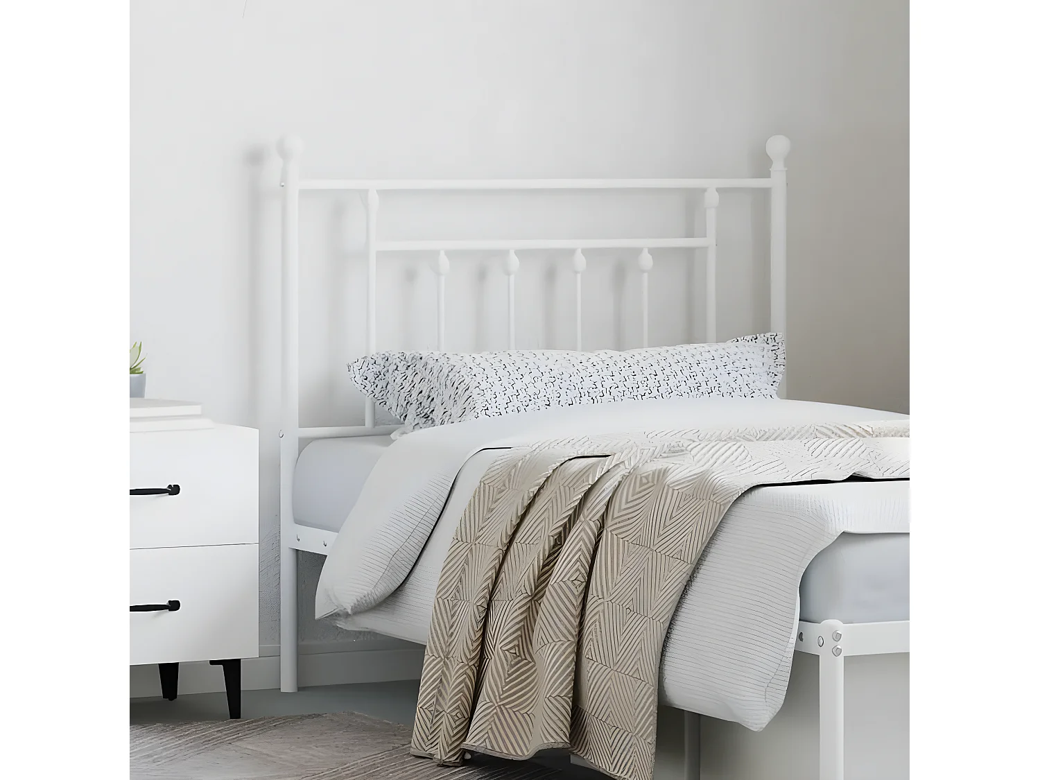 Tête de lit métal blanc 90cm