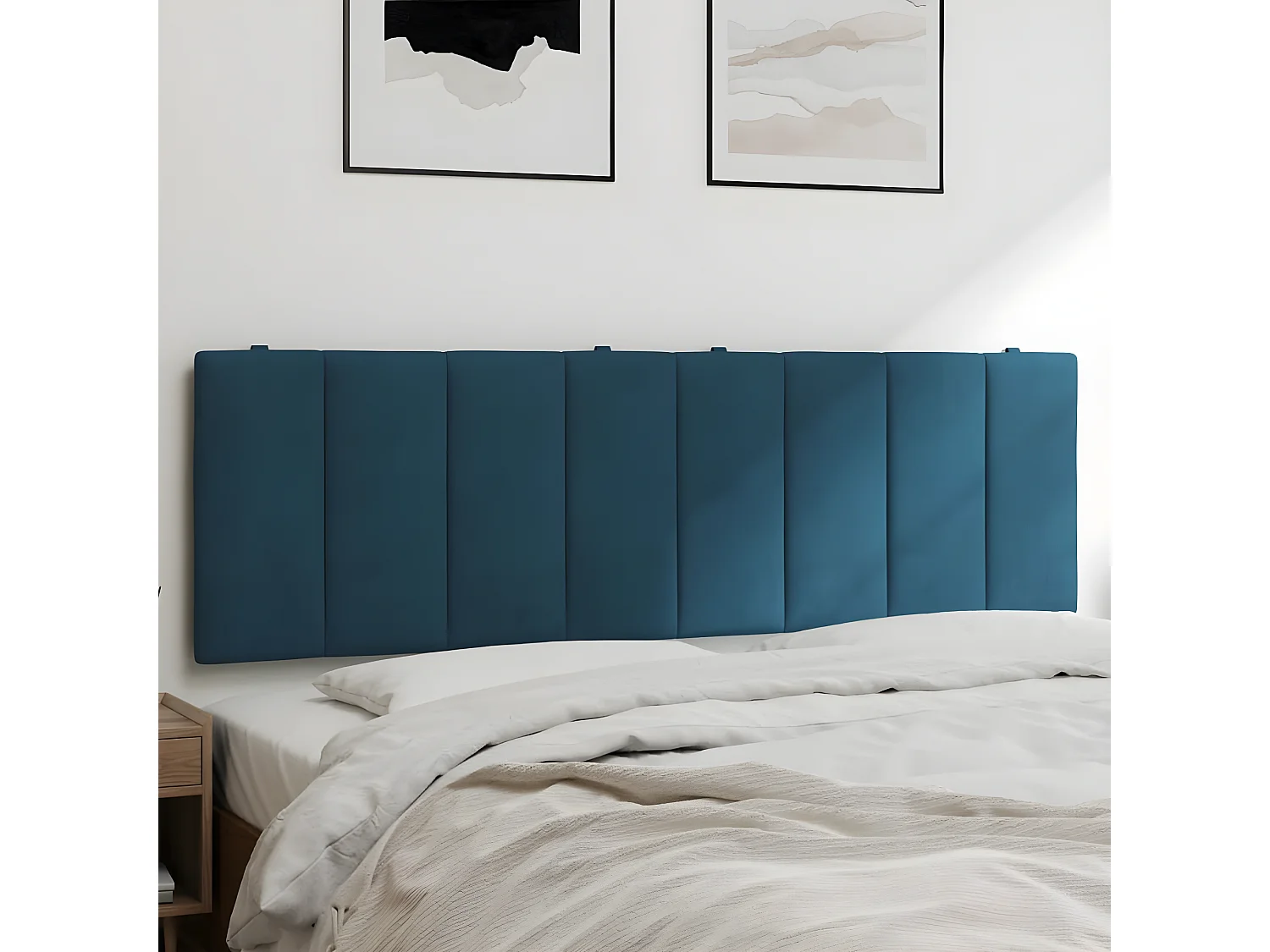 Coussin de tête de lit bleu 160cm velours