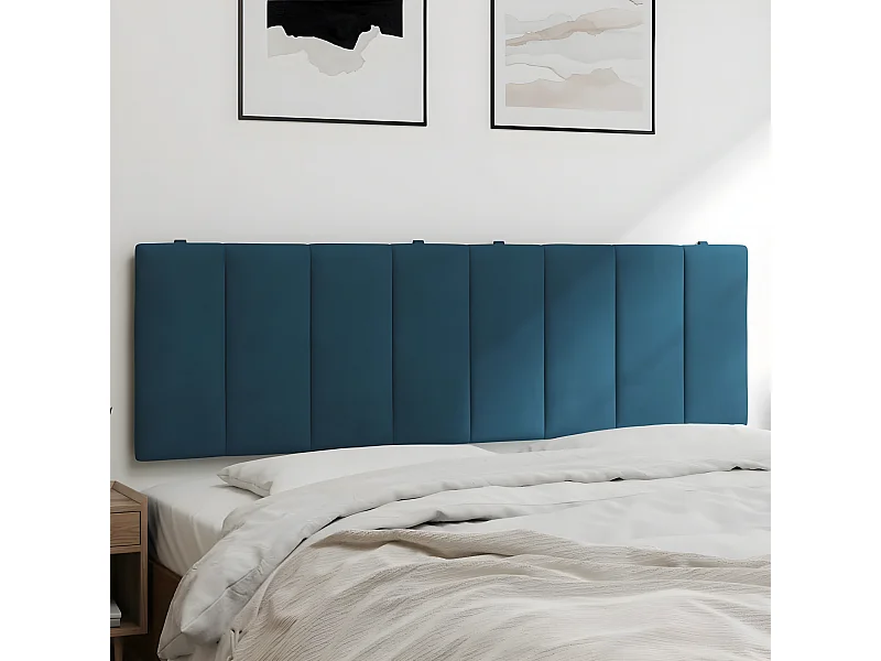 Coussin de tête de lit bleu 160cm velours