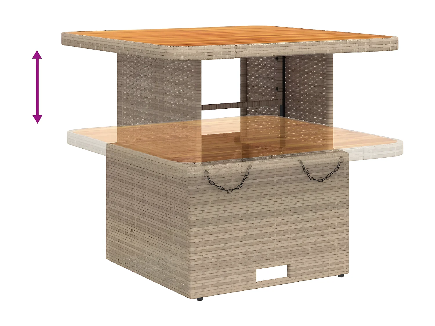 Ensemble à manger de jardin avec coussins 5pcs Beige poly rotin