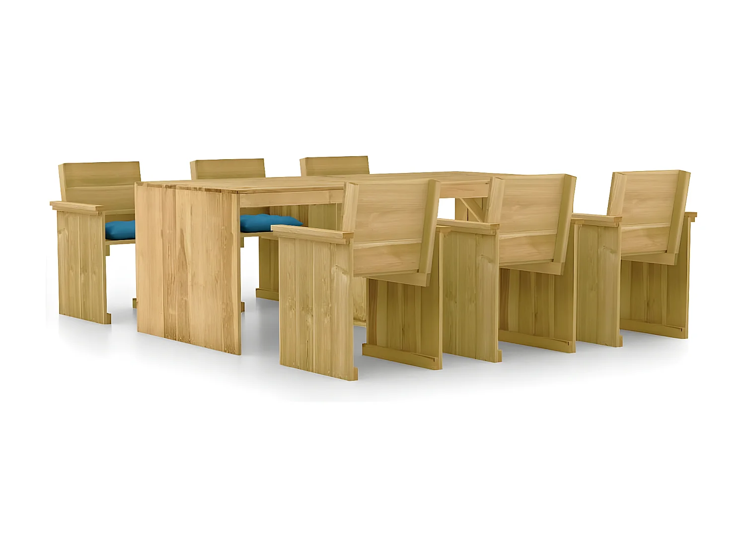 Mobilier à dîner de jardin 7 pcs avec coussins Pin imprégné 6