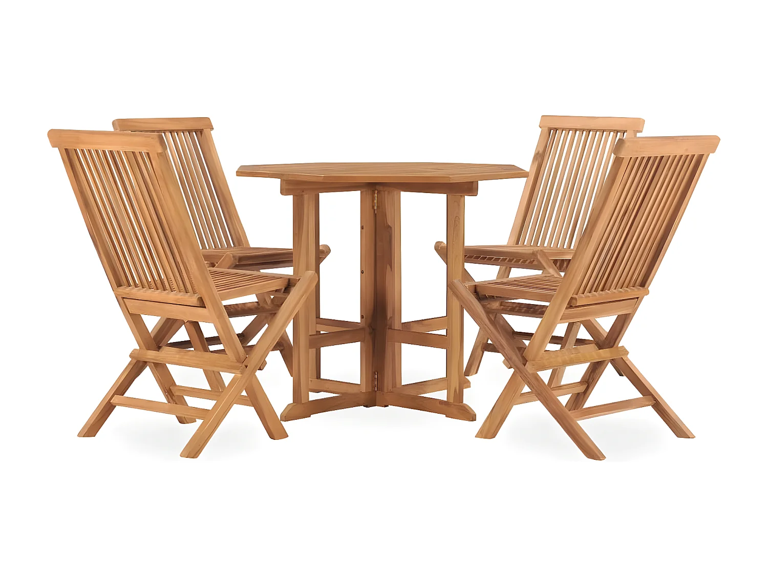 Mobilier à dîner d'extérieur pliable 5 pcs Bois solide de teck 3