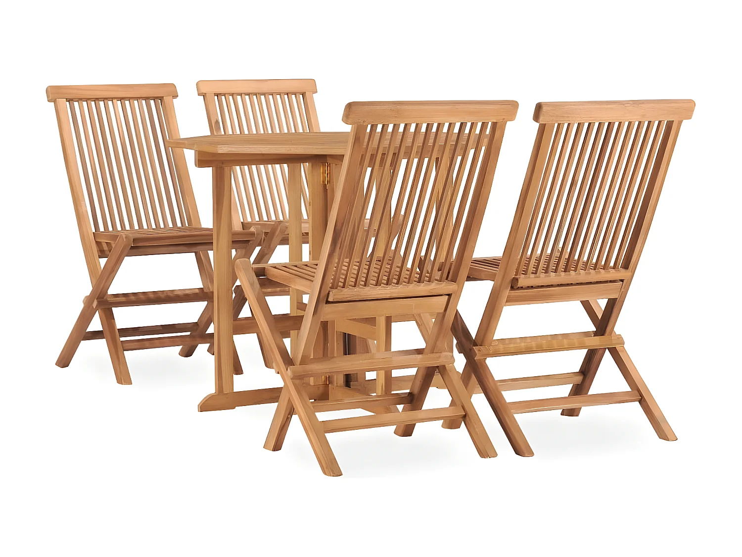 Mobilier à dîner d'extérieur pliable 5 pcs Bois solide de teck 3