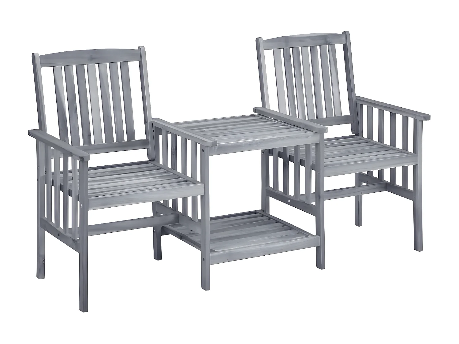 Chaises de jardin avec table à thé et coussins Acacia solide 47