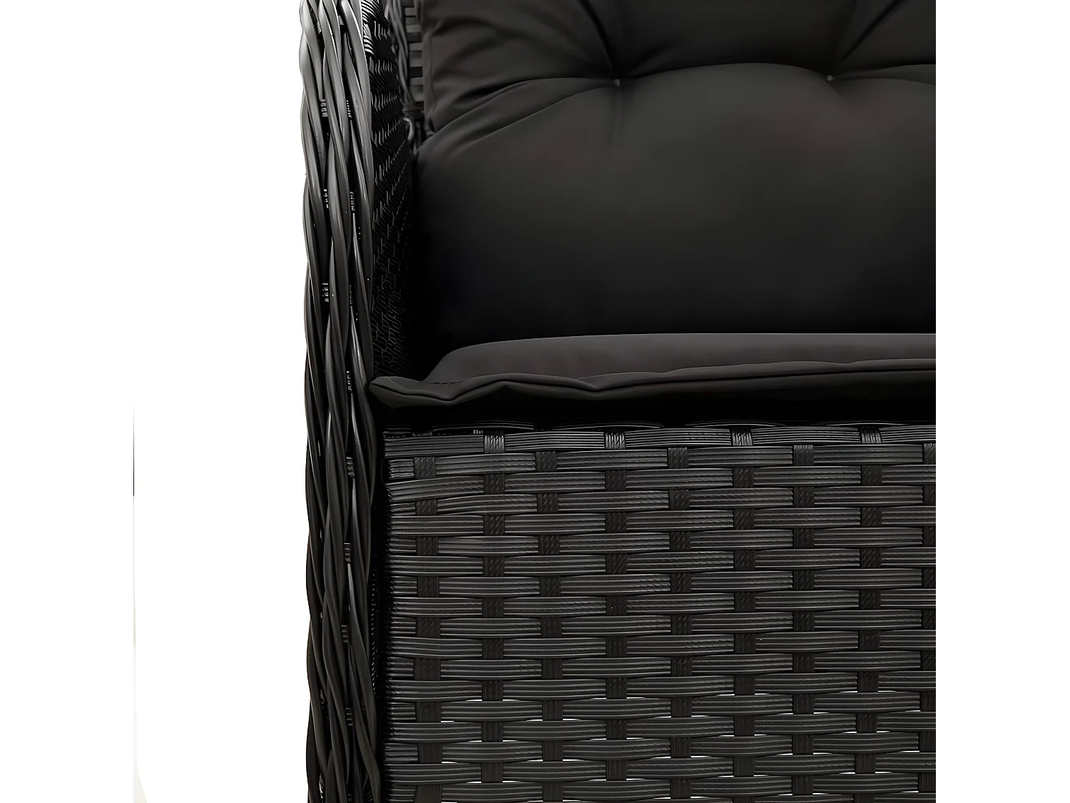 Ensemble à manger de jardin coussins 7pcs Noir Résine tressée