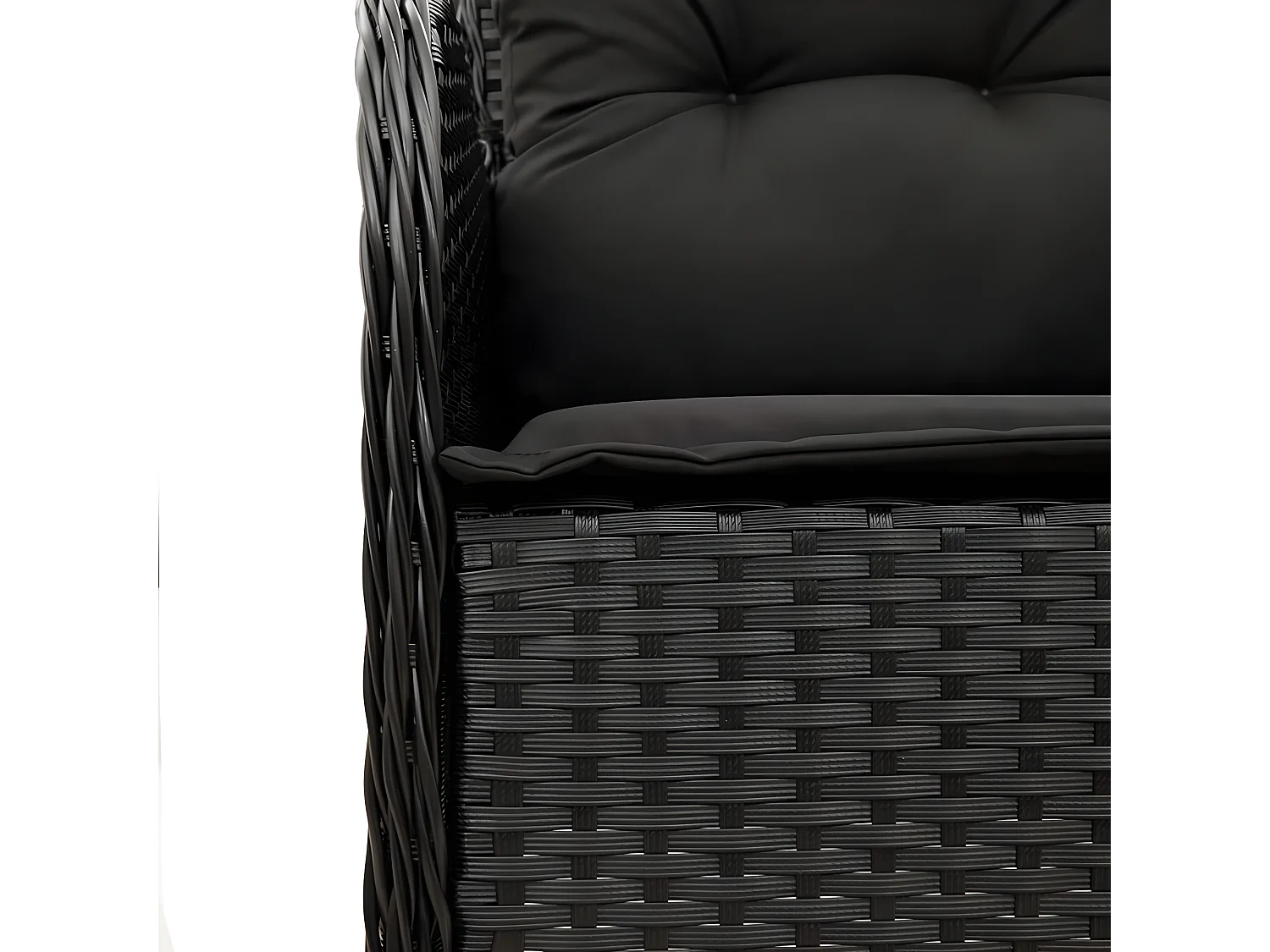 Ensemble à manger de jardin coussins 7pcs Noir Résine tressée