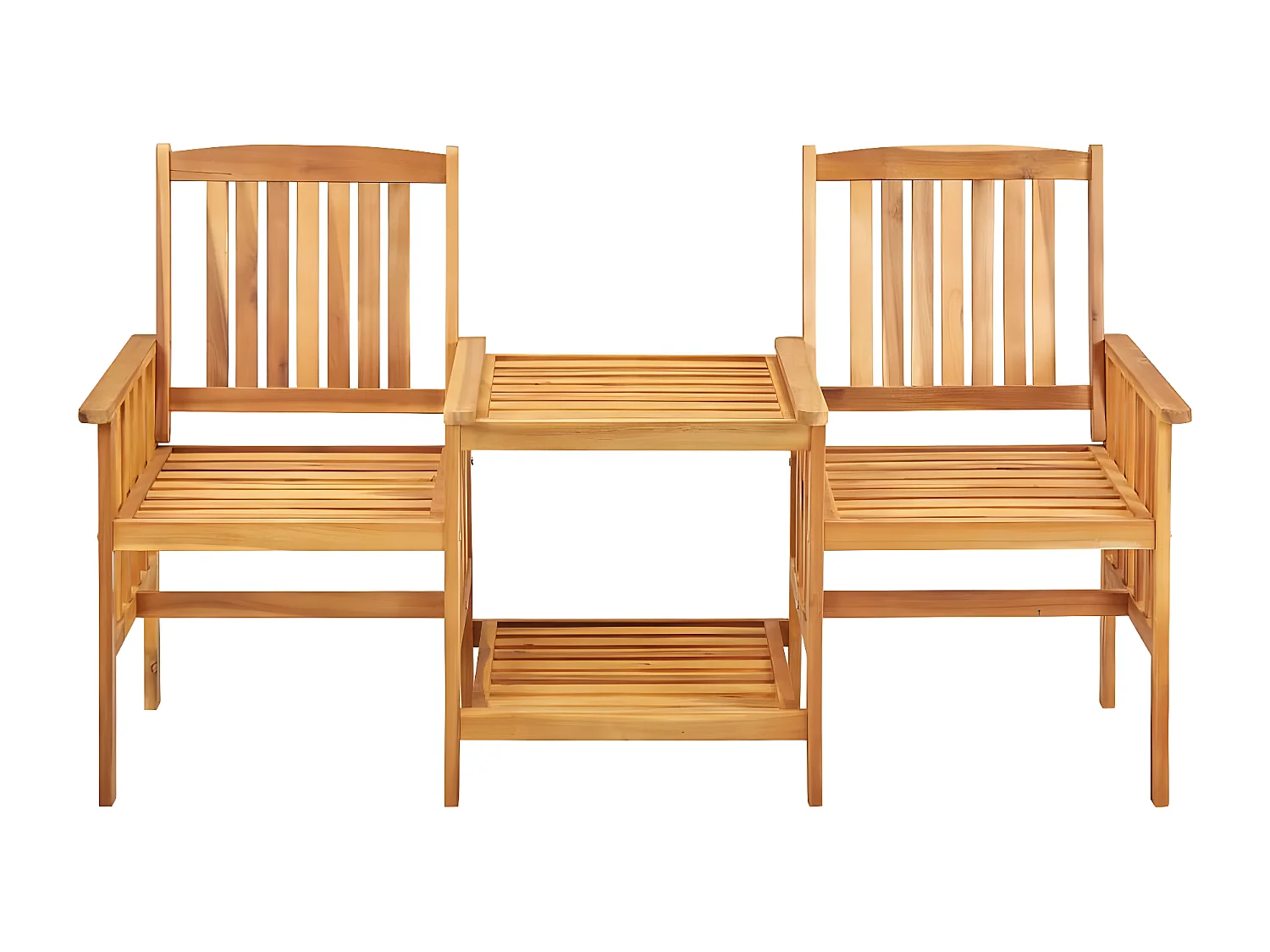 Chaises de jardin avec table à thé et coussins Acacia solide 15