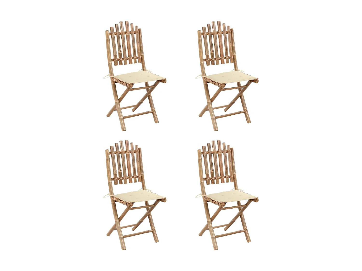Mobilier à dîner d'extérieur pliable 5 pcs avec coussins Bambou 10