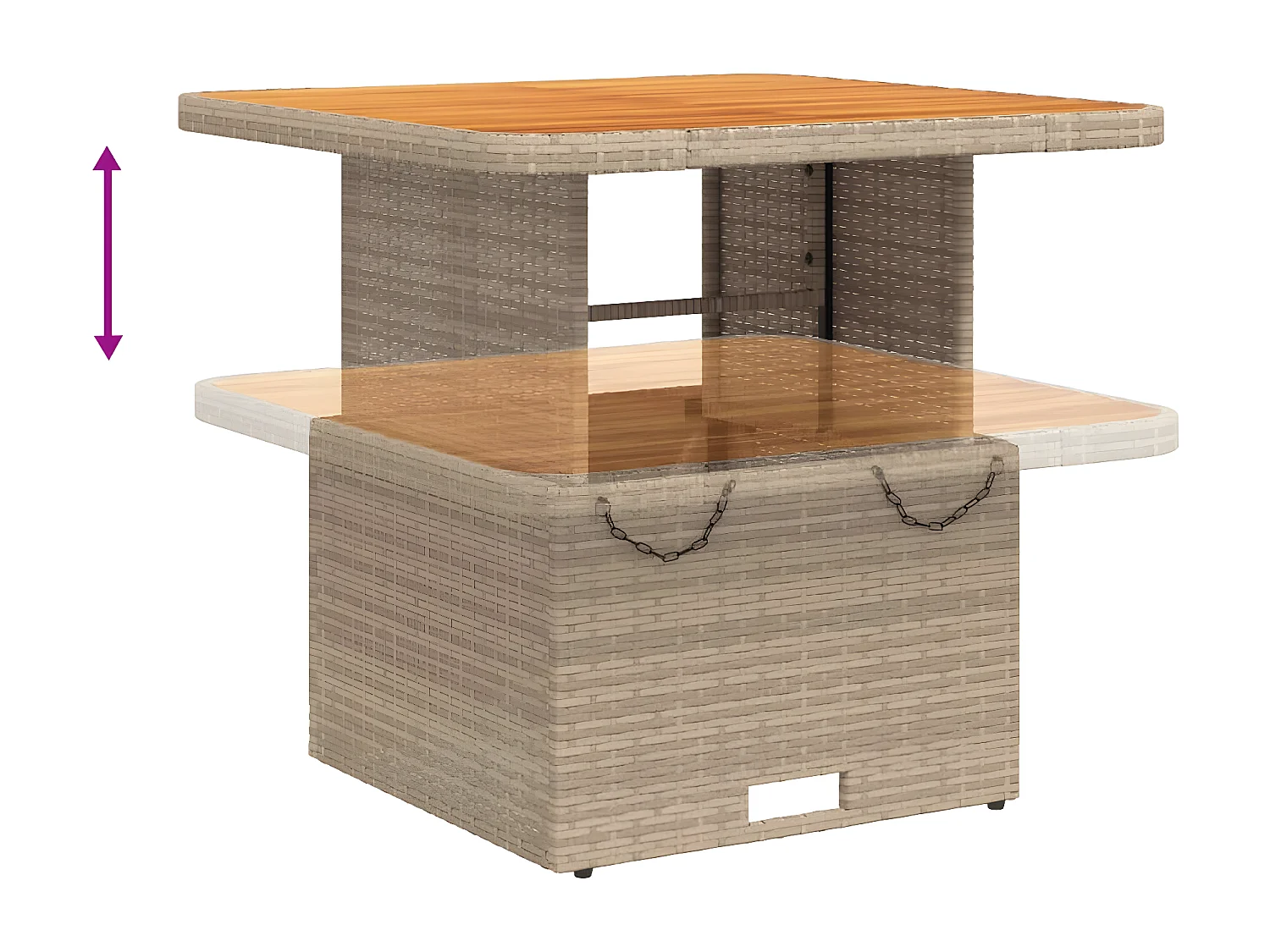 Ensemble à manger de jardin et coussins 3 pcs Beige poly rotin