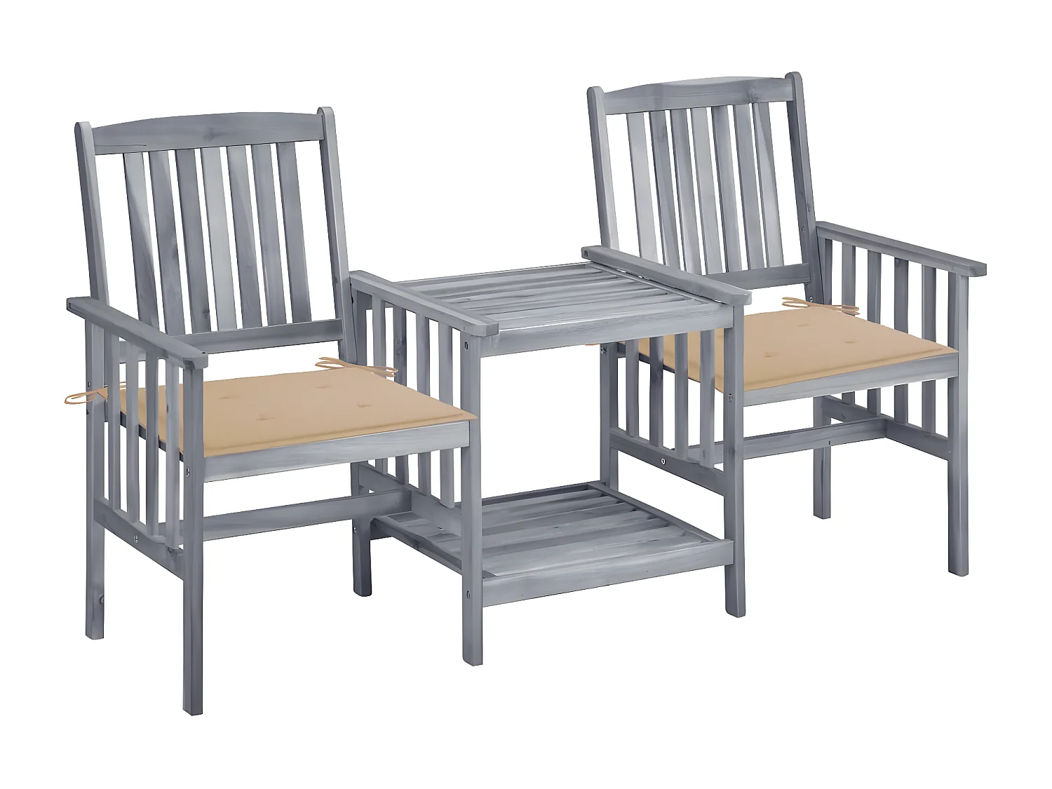 Chaises de jardin avec table à thé et coussins Acacia solide 32