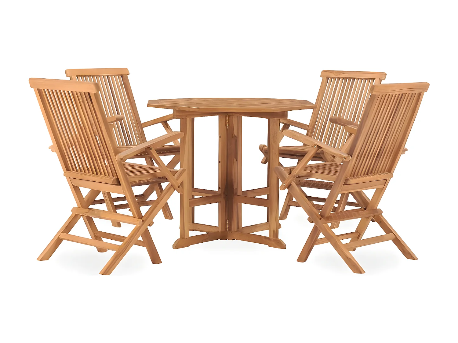 Mobilier à dîner d'extérieur pliable 5 pcs Bois solide de teck 2