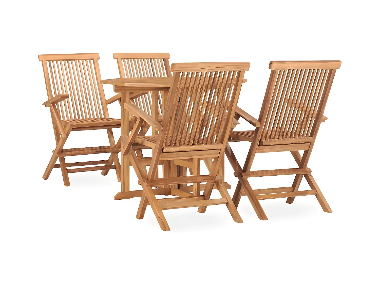 Mobilier à dîner d'extérieur pliable 5 pcs Bois solide de teck 2