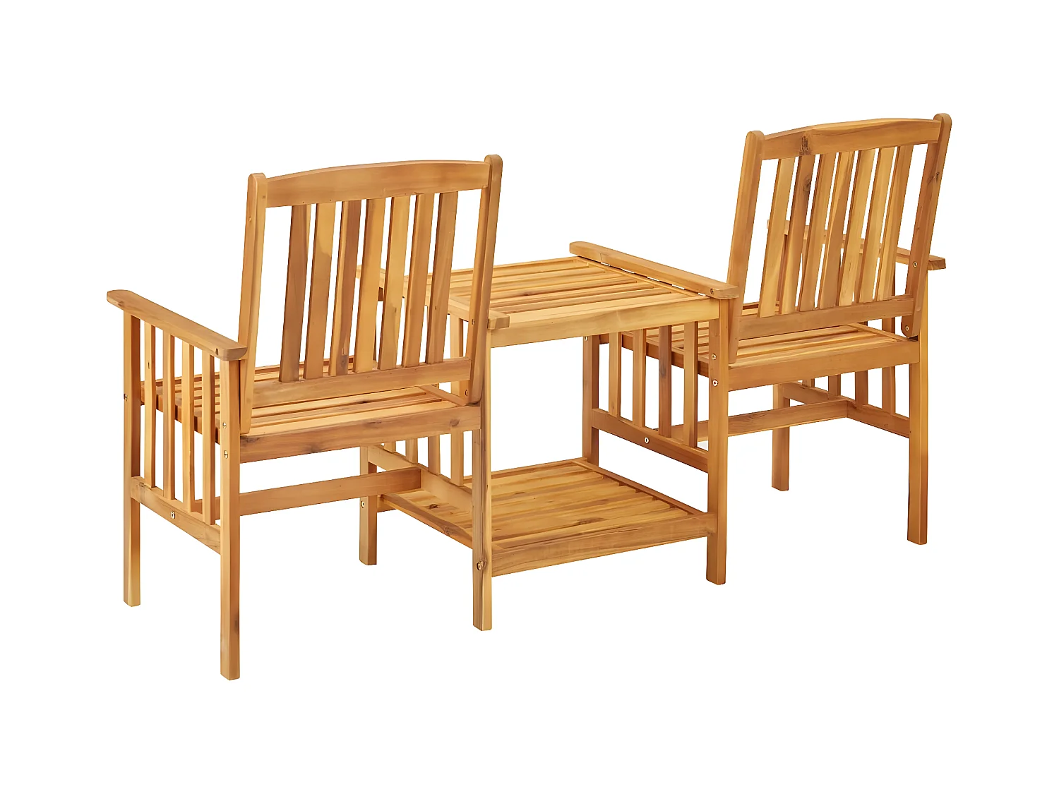 Chaises de jardin avec table à thé et coussins Acacia solide 2