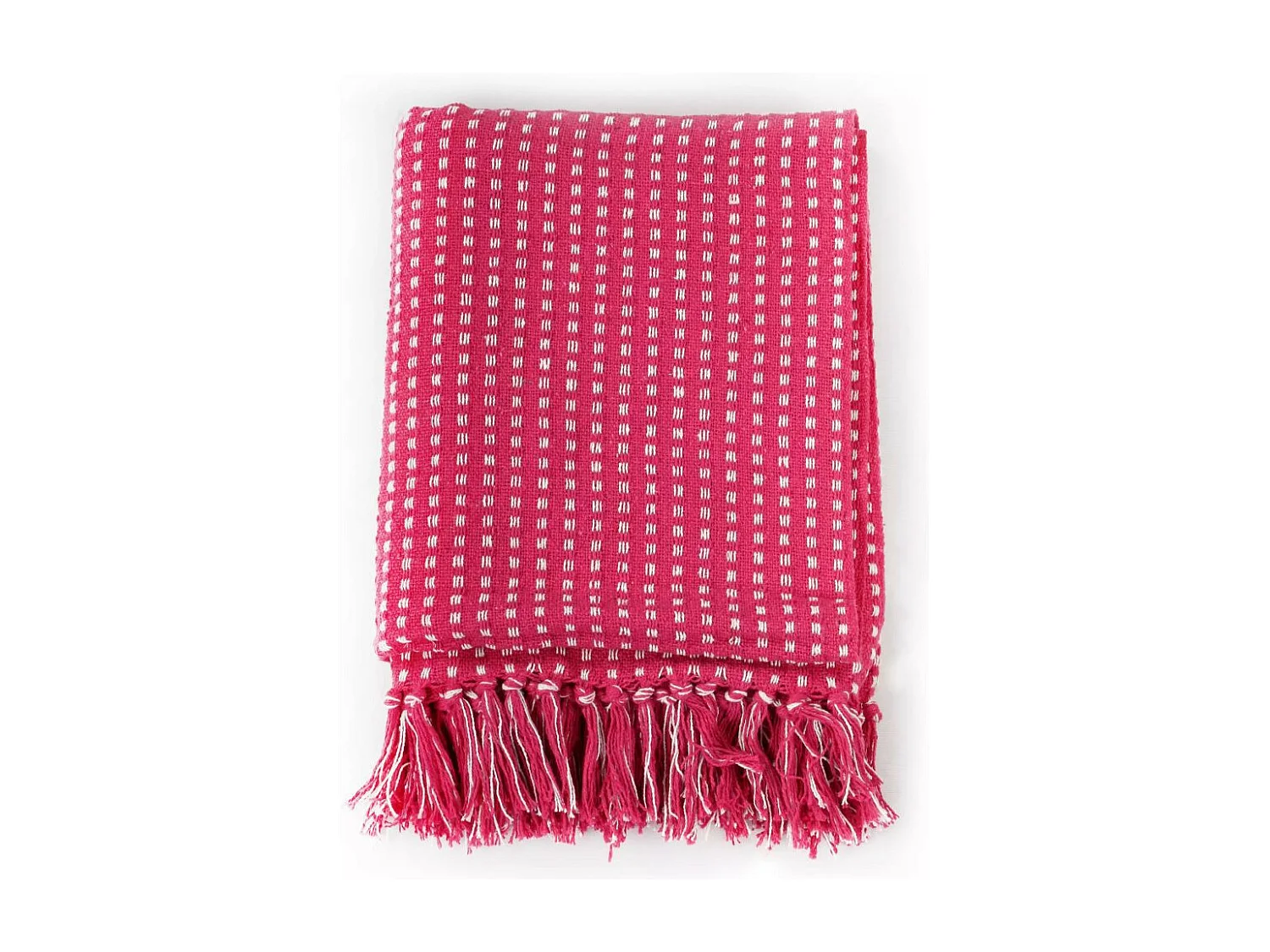 Plaid vierkanten 220x250 cm katoen roze