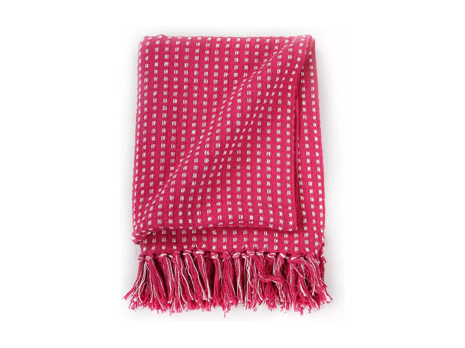 Plaid vierkanten 220x250 cm katoen roze