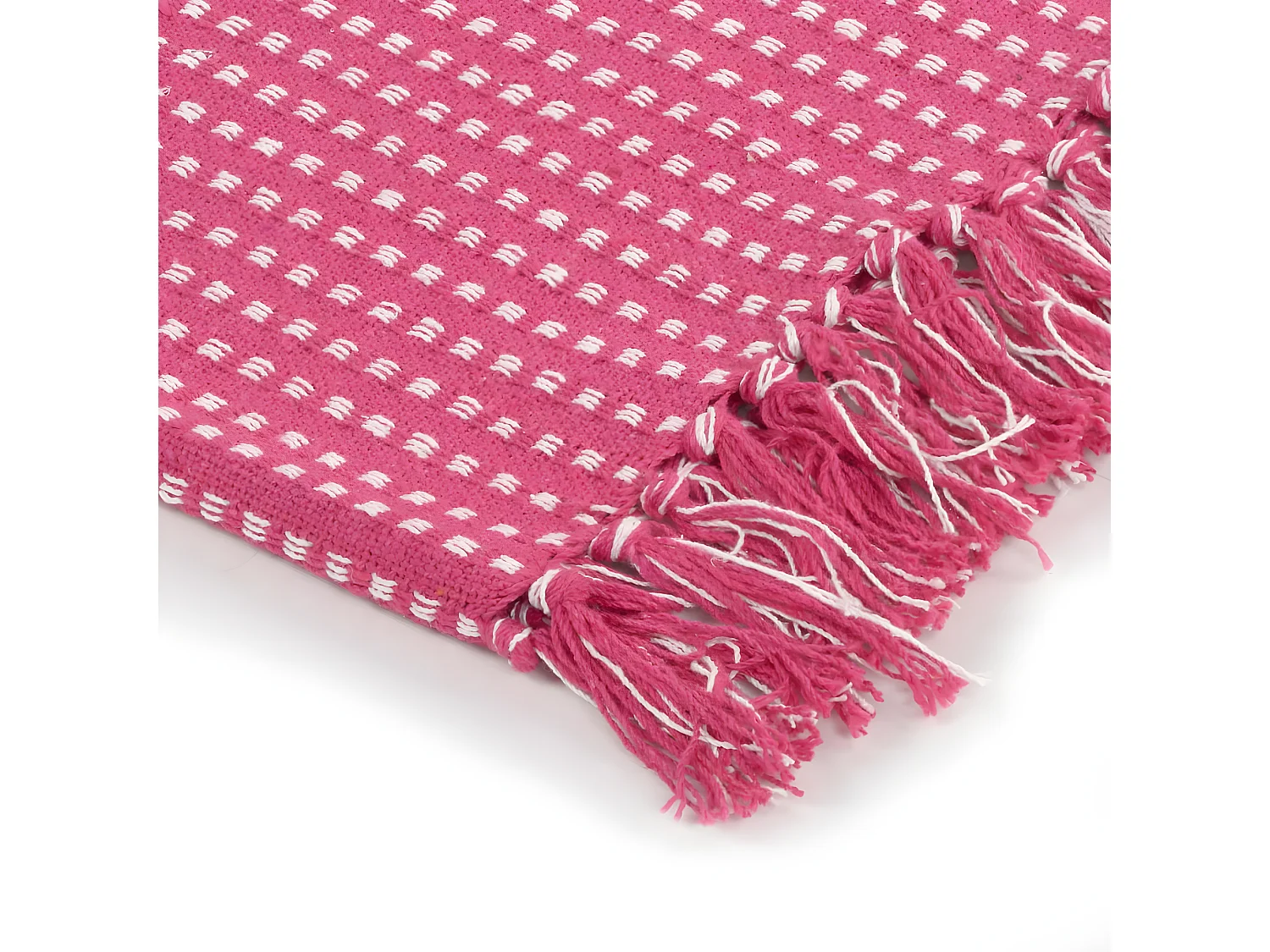 Plaid vierkanten 220x250 cm katoen roze