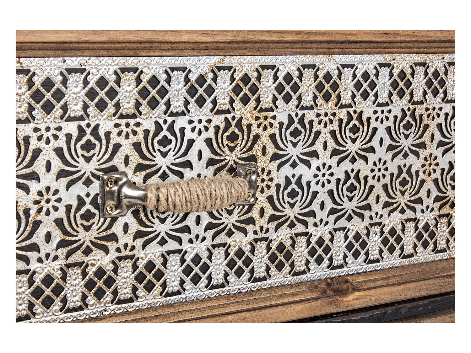 Chiffonnier industriel acier argent et bois de pin – Modèle Vitrak