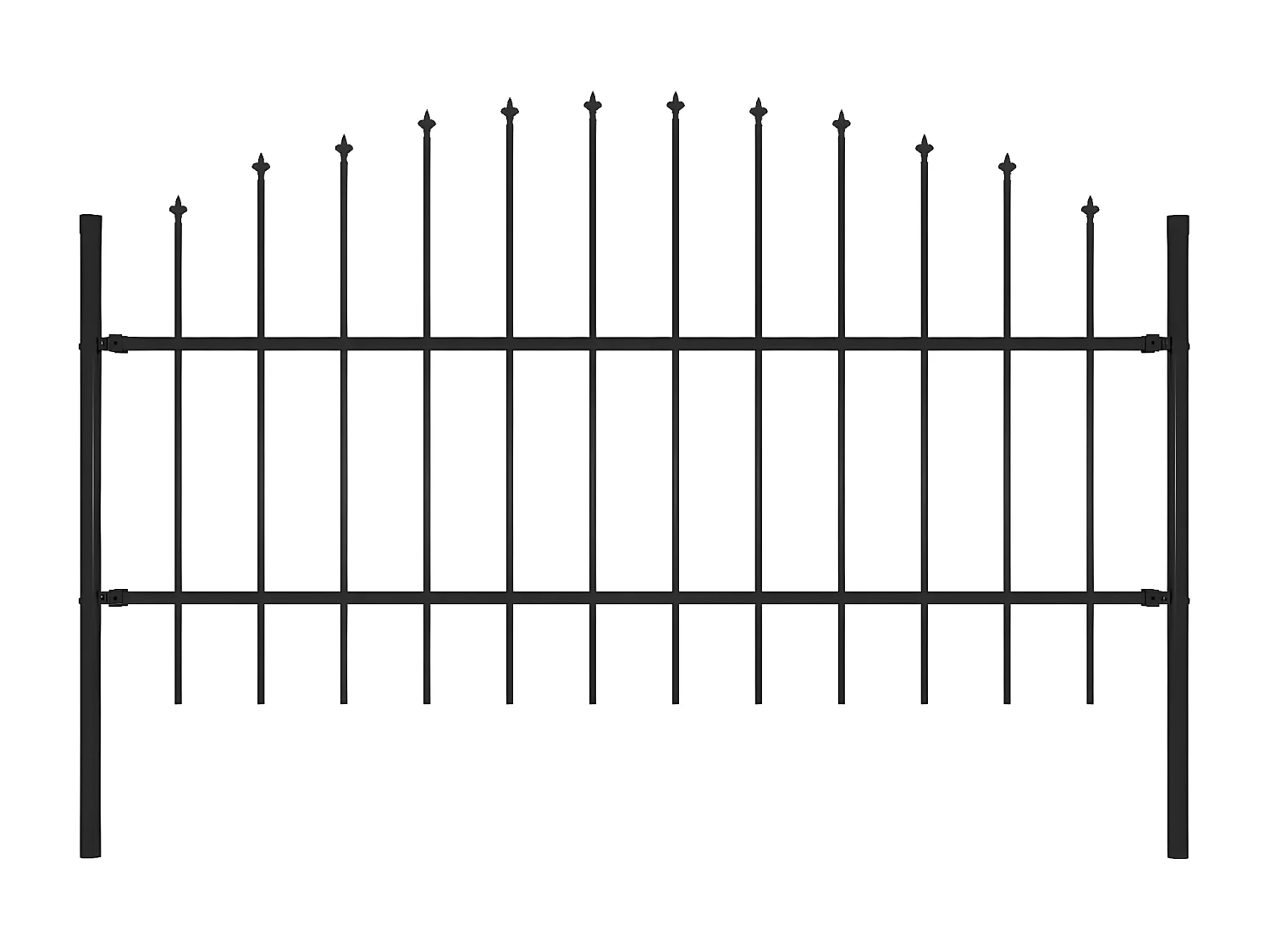 Clôture de jardin à dessus en lance Acier (0,75-1)x1,7 m Noir
