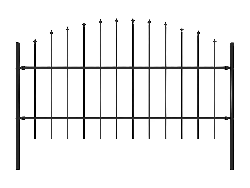Clôture de jardin à dessus en lance Acier (0,75-1)x1,7 m Noir