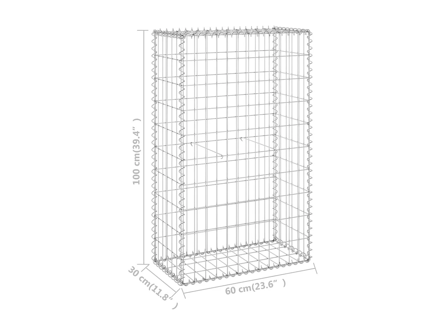 Mur en gabion avec couvercles Acier galvanisé 60x30x100