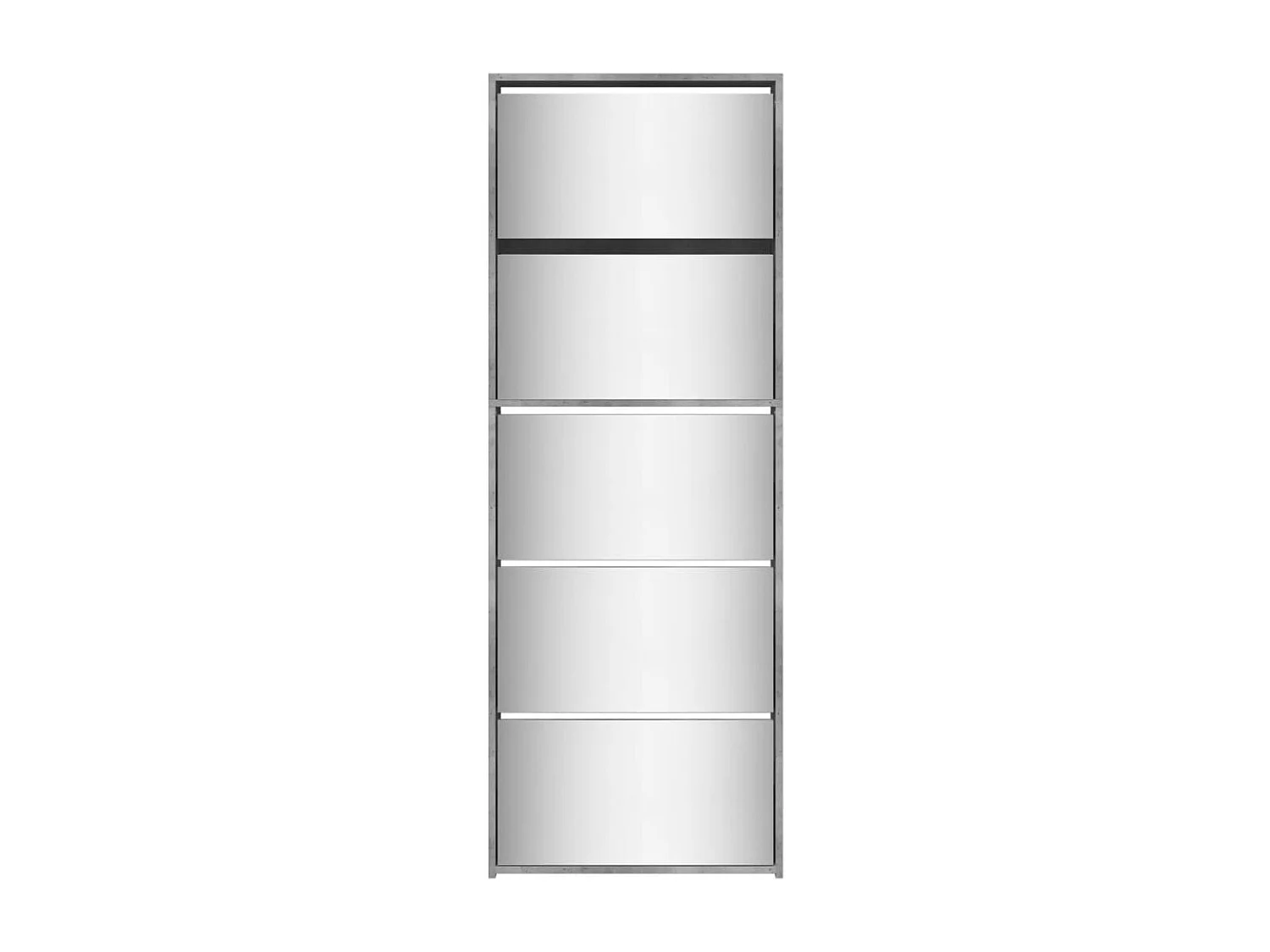 Armoire à chaussures miroir 5 niveaux gris béton 63x17x169,5