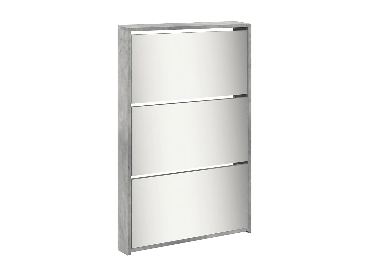 Armoire à chaussures miroir 5 niveaux gris béton 63x17x169,5