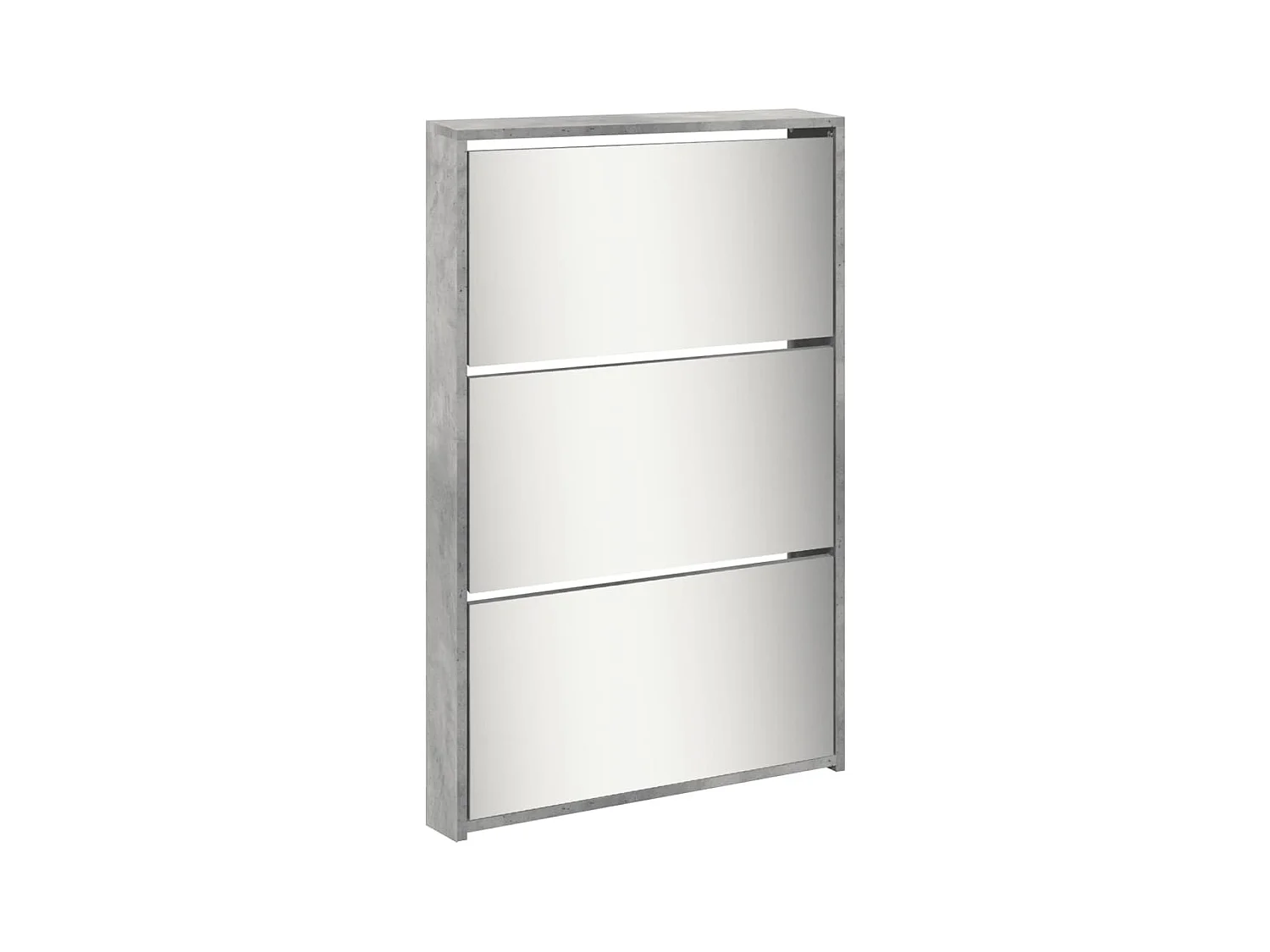 Armoire à chaussures miroir 5 niveaux gris béton 63x17x169,5