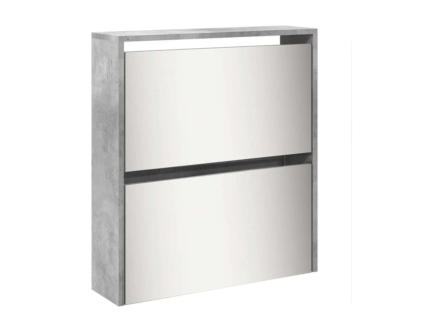 Armoire à chaussures miroir 5 niveaux gris béton 63x17x169,5