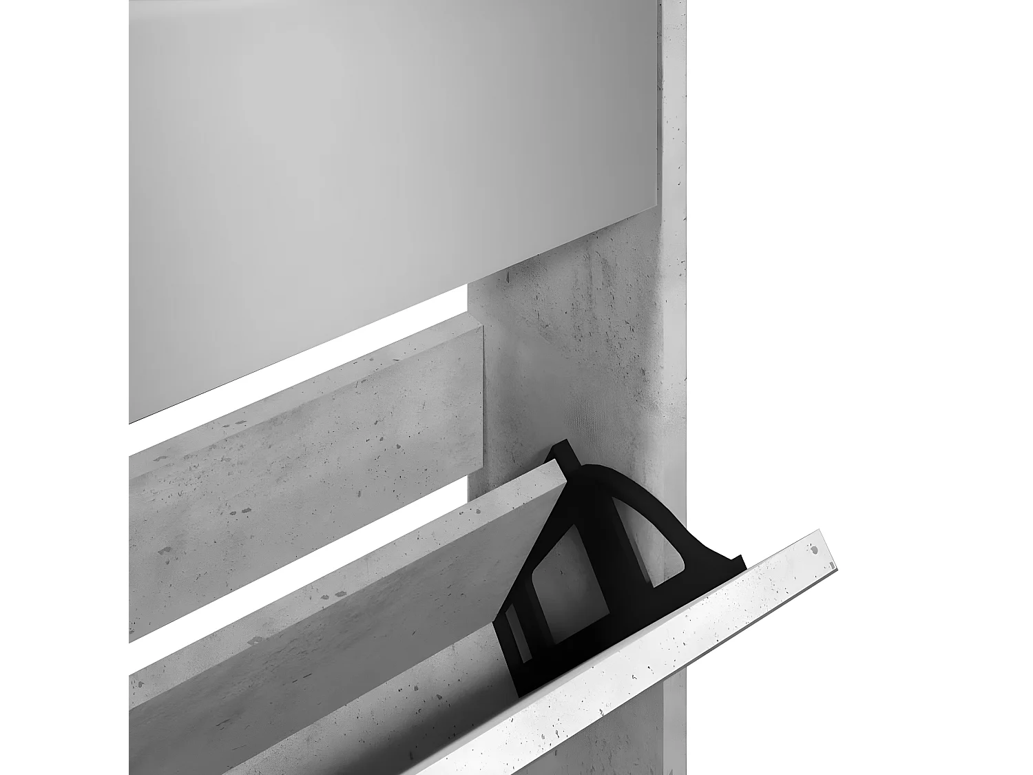 Armoire à chaussures miroir 5 niveaux gris béton 63x17x169,5