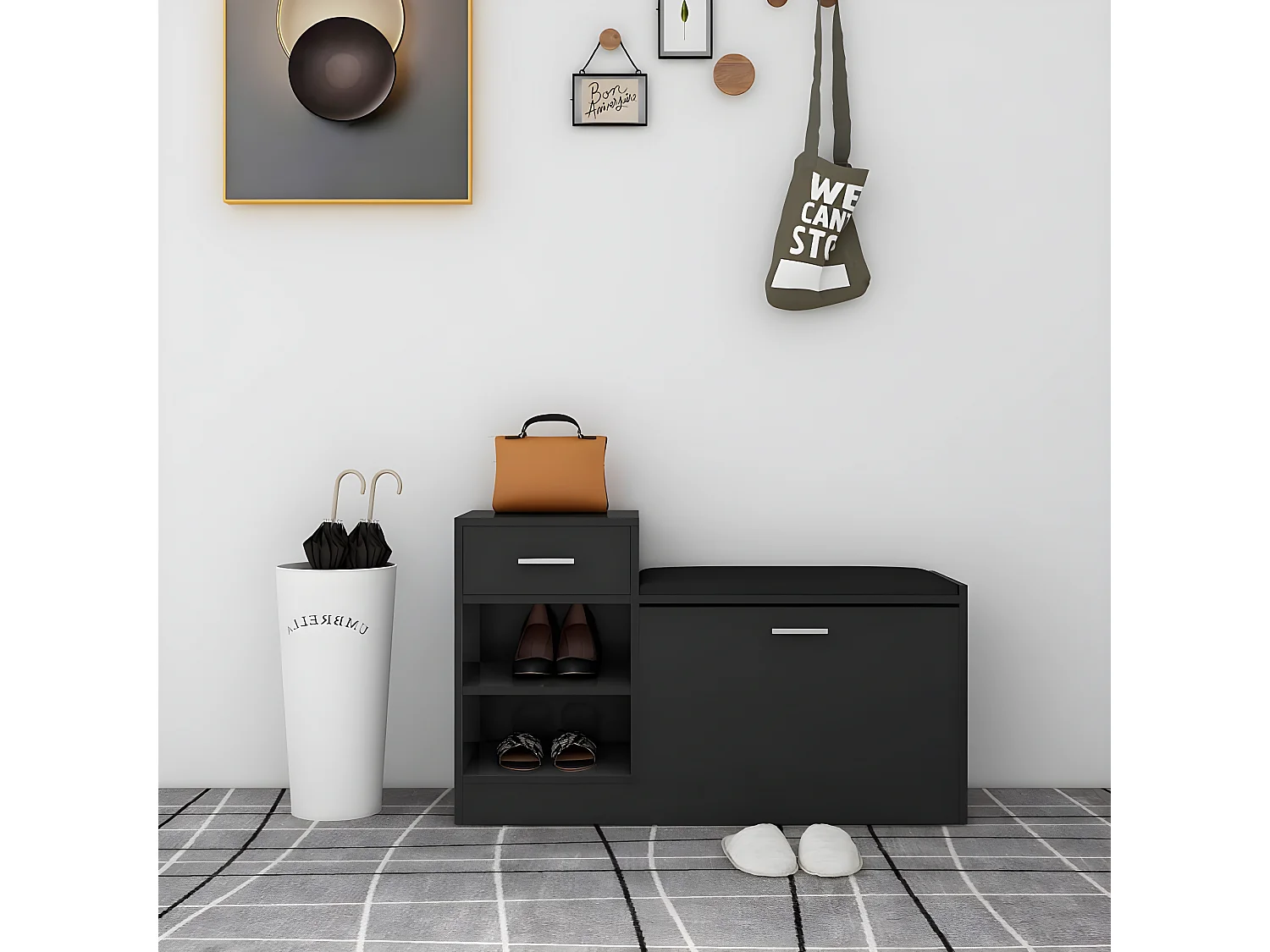 Banc à chaussures Noir 94,5x31x57